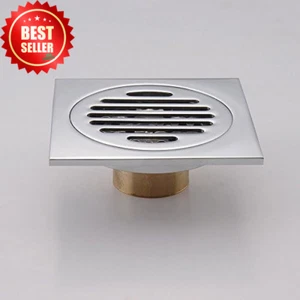 Stainless Steel Square Floor Drain Anti-Odor Clog w/ Removable Strainer Tile - Picture 1 of 10