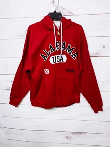 American Crown Alabama USA Mens Full Zip Hoodie Size L Red Pockets Long Sleeve - Picture 1 of 6