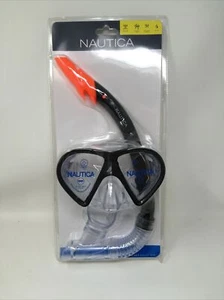 Nautica Snorkeling Swimming Set, Adult Size, Black/Orange, With Comfort Bite - Picture 1 of 3
