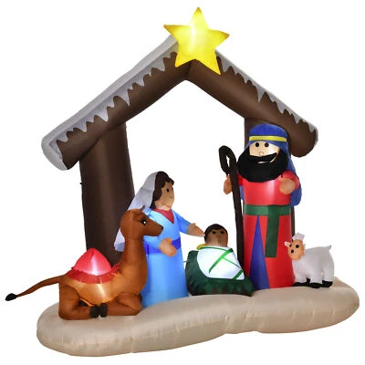HOMCOM Presepe di Natale Gonfiabile 183cm con 5 Luci e Gonfiatore per Esterno - Immagine 1 di 4