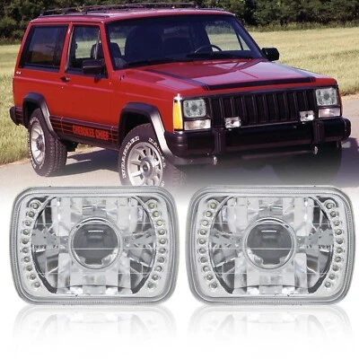 For Jeep Cherokee XJ 1984-2001 Pair 5x7 7x6 LED Headlights Sealed Beam headlamp - Image 1 of 4
