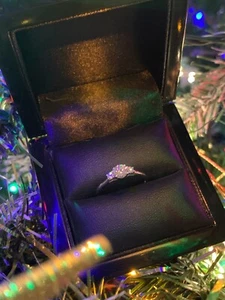 NEW 18ct White Gold, Natural Diamond Trilogy Ring, Size O, In Original Box - Picture 1 of 2