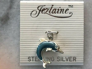 Sterling Silber Jezlaine Anhänger Charm NEU auf Karte Delfin Schweinswal mit Emaille - Bild 1 von 1