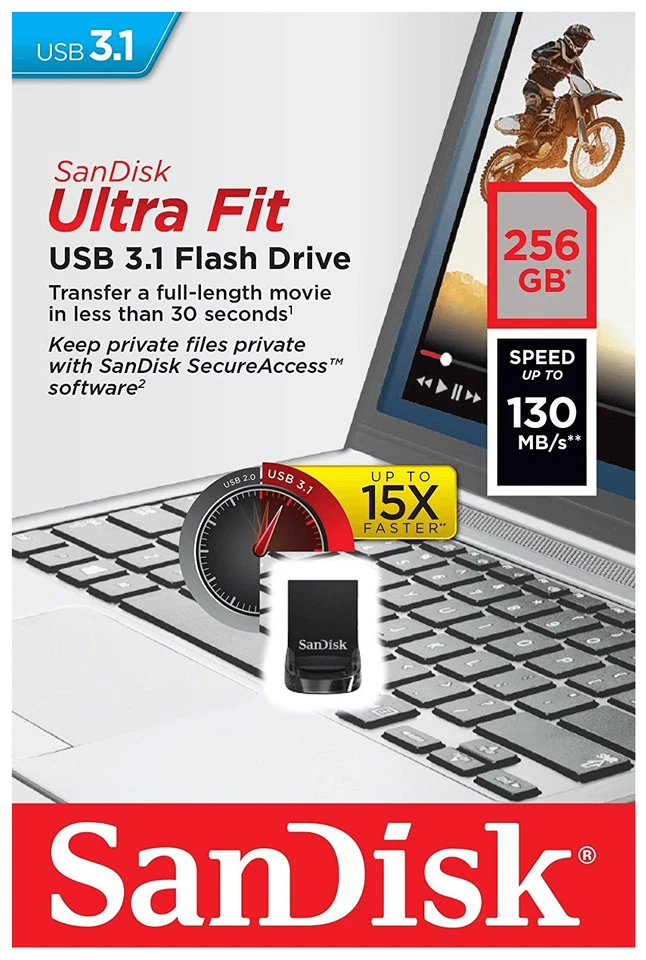 SanDisk Ultra Fit USB-Stick 256 GB Schwarz SDCZ430-256G-G46 USB 3.2 Gen 2