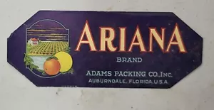 ADVERTISING Label Auburndale Florida Ariana Citrus Label Adams Packing Old Ver. - Picture 1 of 3