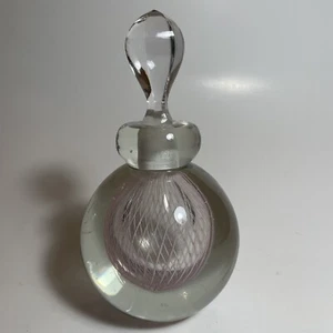 Vintage Pink White Murano Hand Blown Italian Glass Perfume Bottle - Picture 1 of 6