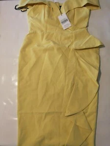 Lavish Alice Bardot Midi Dress Waterfall Ruffle Yellow Size 12 With Tags - Picture 1 of 8