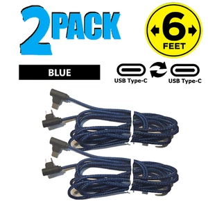 2 Pack USB C USB C Super Fast Charge Cable 90 Degree Nylon Fabric Adapter Cord - Picture 1 of 15