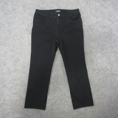 Pantalones de mezclilla para mujer Chaps 10 azul lavado oscuro pierna recta Foto 1 de 4