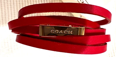 Pulseras brazalete de cuero Coach multihilo rojas nuevas con etiquetas Foto 1 de 4