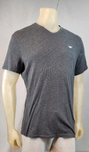 T-shirt maglietta manica corta Hollister GRANDE grigio tinta unita USATA scollo a V - Foto 1 di 6
