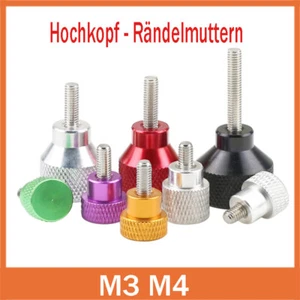 Bunte Rändelschrauben Mit Hohem Kopf Aluminium-Handschrauben Stufe Mutter M3 M4 - Bild 1 von 14