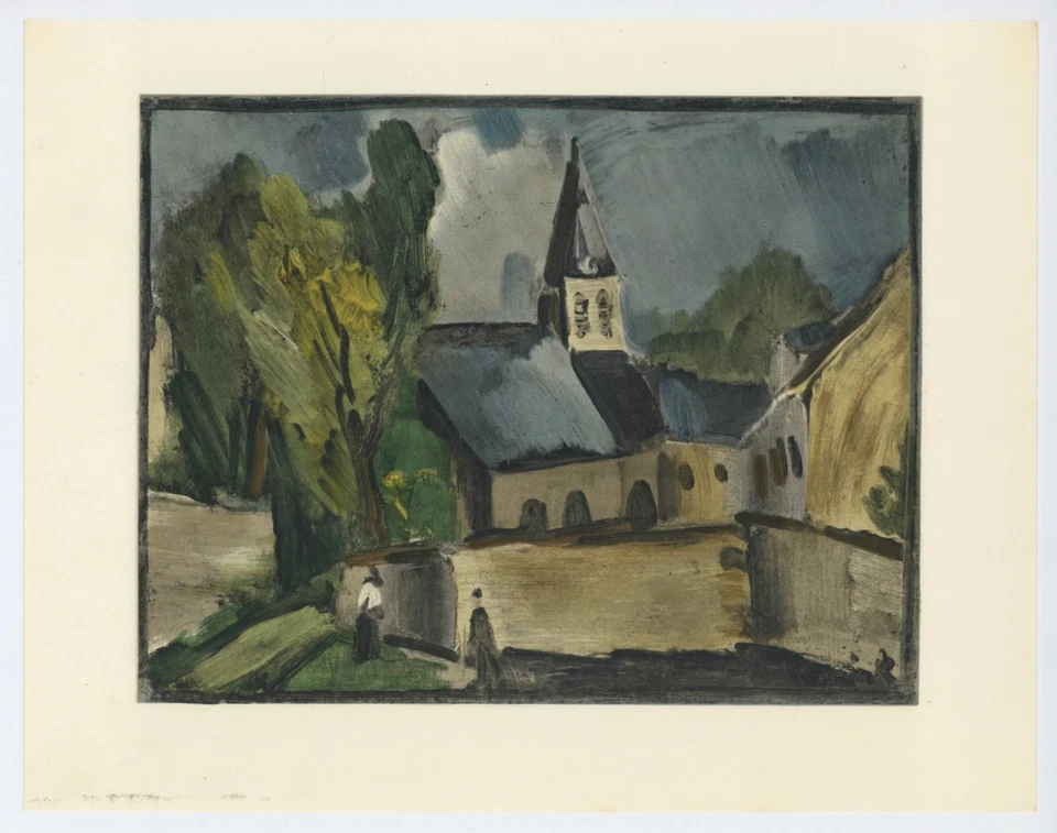 Maurice Vlaminck "Church at Bougival" lithograph by Mourlot - image 1 of 1