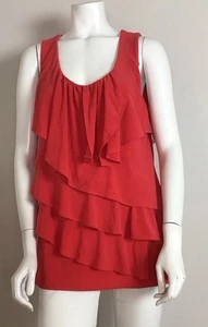 Joseph Ribkoff sleeveless top ruffle tank top red sexy sz 12, New - Picture 1 of 8
