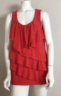 Joseph Ribkoff Top Sin Mangas Volantes Camiseta Sin Mangas Roja Sexy Talla 12, Nuevo Foto 1 de 4