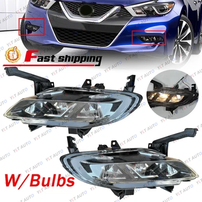 For 2016-2018 Nissan Maxima Right & Left Fog Light Driving Lamp W/Bulbs Pair - Image 1 of 4
