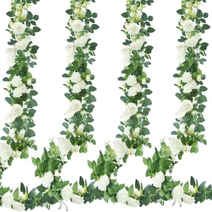 4Pcs 31Ft Artificial Rose Vine Fake Flower Garland Floral Garland Faux Silk H... - Picture 1 of 7