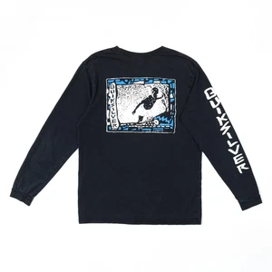 Vintage Quiksilver Surf Long Sleeve T-Shirt Black Surfer Graphic Size L Y2K - Picture 1 of 11