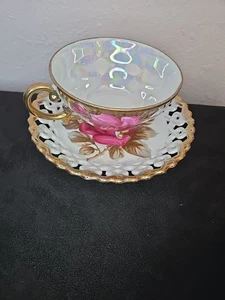 Vintage Sealy Royal China Teetasse Kunst Tasse Untertasse Demitasse Kaffee Glanzgeschirr - Bild 1 von 9