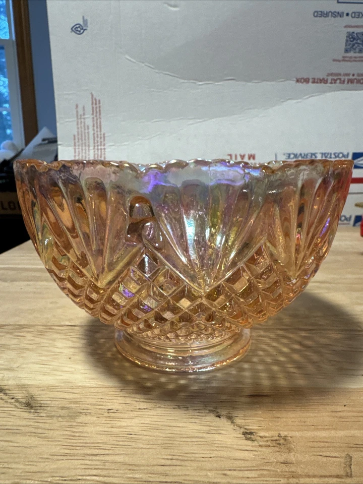 Rare Vtg Pink Iridescent Pineapple Fairy Lamp Shade Only  L E Smith 5” X 3.0 - Image 1 of 4