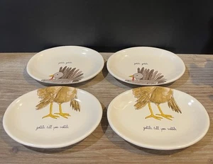 Rae Dunn Artisan Collection "gobble gobble”Oval Ceramic Snack Plate Set of 4 - Picture 1 of 11