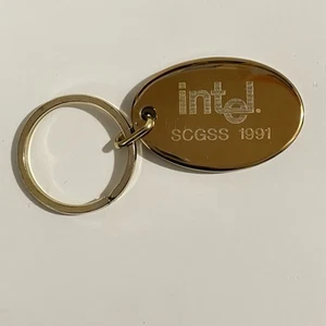 Vintage Intel SCGSS 1991 Sold Brass Keychain RARE - Picture 1 of 4
