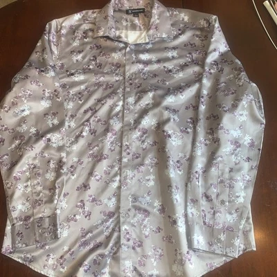 I•N•C International Concepts Mens LG Button-Down Shirt, Long Sleeve, Grey Floral - Image 1 of 3