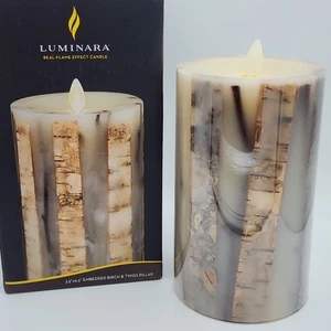 Vela sin llama Luminara LED cera real llama móvil abedul y ramitas incrustadas - Imagen 1 de 8