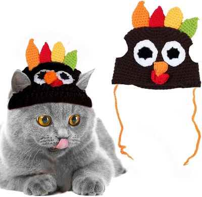 Thanksgiving Cats Costume Cat Turkey Drumstick Hat for Small Dog Kitten Thanksgi - Image 1 of 4