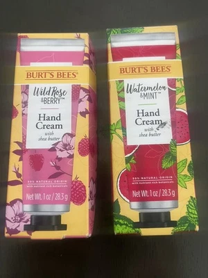 Burt's Bees Watermelon & Mint+Wil Rose & Berry Hand Cream, 1 OZ NEW 2 PKS *NEW* - Image 1 of 2