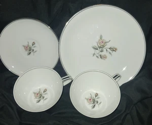 LOT OF 4 VINTAGE NORITAKE CHINA MARGOT 8" DESSERT PLATE 2 COFFEE CUPS 1 SAUCER - Picture 1 of 6