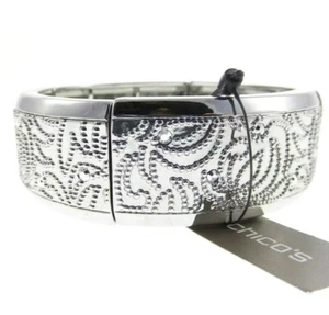 Pulsera Elástica Chico's Regan de 8" Estrás Color Plata Grande - Imagen 1 de 3