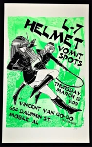 L-7 POSTER Helmet Vomit Spots Signed Silkscreen Lindsey Kuhn Mobile AL 1992 Rare - Picture 1 of 1