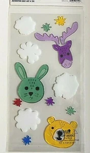 Elch Hase und Bär Fenster Gel Klammer Klassenzimmer Deko Deko Schneeflocken - Bild 1 von 1