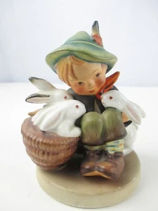 Vintage Hummel 58/0 "Playmates" Boy with Rabbits Porcelain GERMANY Stamp - Picture 1 of 6