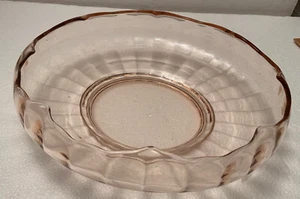 Depression Pink 10" Cupped Block Optic Centerpiece Bowl - Picture 1 of 6