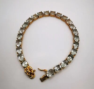 Edle Damen Armband Armkette Vergoldet 925Silber mit wunderschönen Bergkristallen - Bild 1 von 4