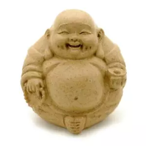 Happy Buddha Statue 3" Fat Laughing Hotei Sandstone Finish Resin Feng Shui New - Picture 1 of 4
