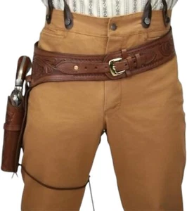Leather Gun Holster Belt Revolver Pistol Tooled .22 .35/357 .44/45 Cal Western - Picture 1 of 5