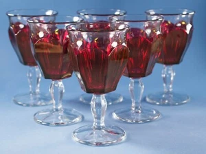Vtg Westmoreland Colonial Goblets Lot of 6 Clear & Ruby Stained 1776 - Picture 1 of 5