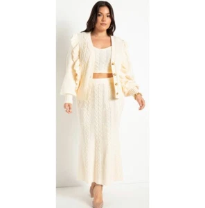 Maxi Falda Jersey Tejido Crema Cableado ELOQUII Talla 14/16 - Imagen 1 de 6