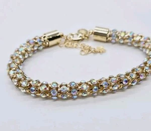 Kirks Folly Aurora Borealis Essentials Kristall Armband goldfarben 11 in ADJ - Bild 1 von 7