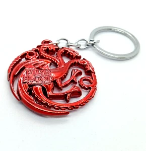 GAME OF THRONES KEYCHAIN Blood-Red House Targaryen Sigil Fire & Blood Dragons - Picture 1 of 4