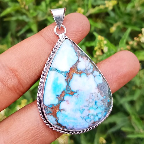 VETEMENTS 1 pz Ciondolo pera Pietra Preziosa Turchese Naturale Placcato Argento Sterling 925 per Amore