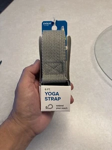 Evolve Yoga Strap Gray 6 Feet Machine Washable 100% Polyester Durable D-Ring - Picture 1 of 5
