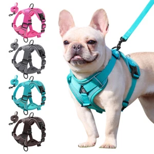 Reflective Dog Harness and Lead No Pull Soft Mesh Cat Puppy Step In Walking Vest - Picture 1 of 18