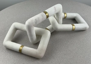Escultura Mediados de Siglo Moderno Zen Cadena Eslabón Mármol Italiano Sólido + Latón - Imagen 1 de 10
