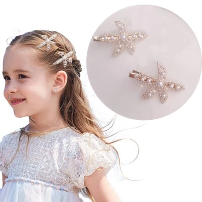 2 Pcs Wedding Barrette Pearl Crystals Clip Bridal Hair Accessories for Women and - Image 1 of 4