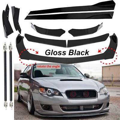 Front Bumper Lip Spoiler+86.6"Side Skirt For Subaru Legacy GT Gloss Black Strut Foto 1 de 4
