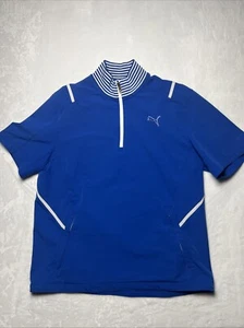 Puma Golf Blue Kinetic 1/4 Zip Jacket Short Sleeve Storm Cell Mens XL - Picture 1 of 16